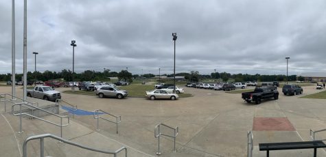 A panoramic photo of the Central Heights parking lot