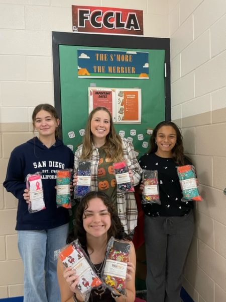 FCCLA officers with some of the socks!