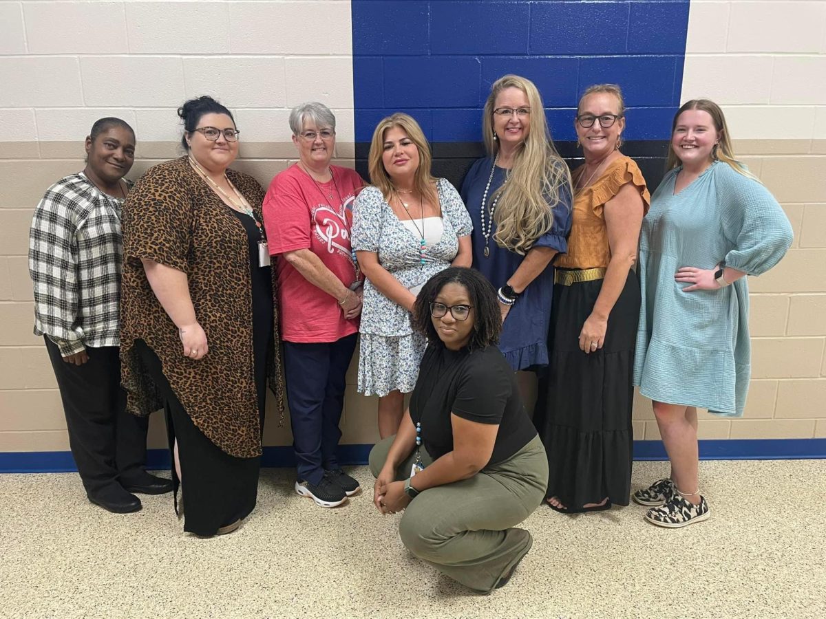 The new Life Skills teachers will move into their new wing of the high school as soon as construction is completed. Back row from left: Melanie Anthony, paraprofessional; Deborah Baldwin, paraprofessional; LaTonya Cummings, Life Skills teacher; Tressa Feazell, paraprofessional; Sandra Lewis, Life Skills teacher; and Kay Loftin, paraprofessional. Front row: Katelyn Sampson, paraprofessional